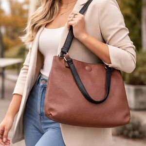 G H Bass Brown Tote with attached insert